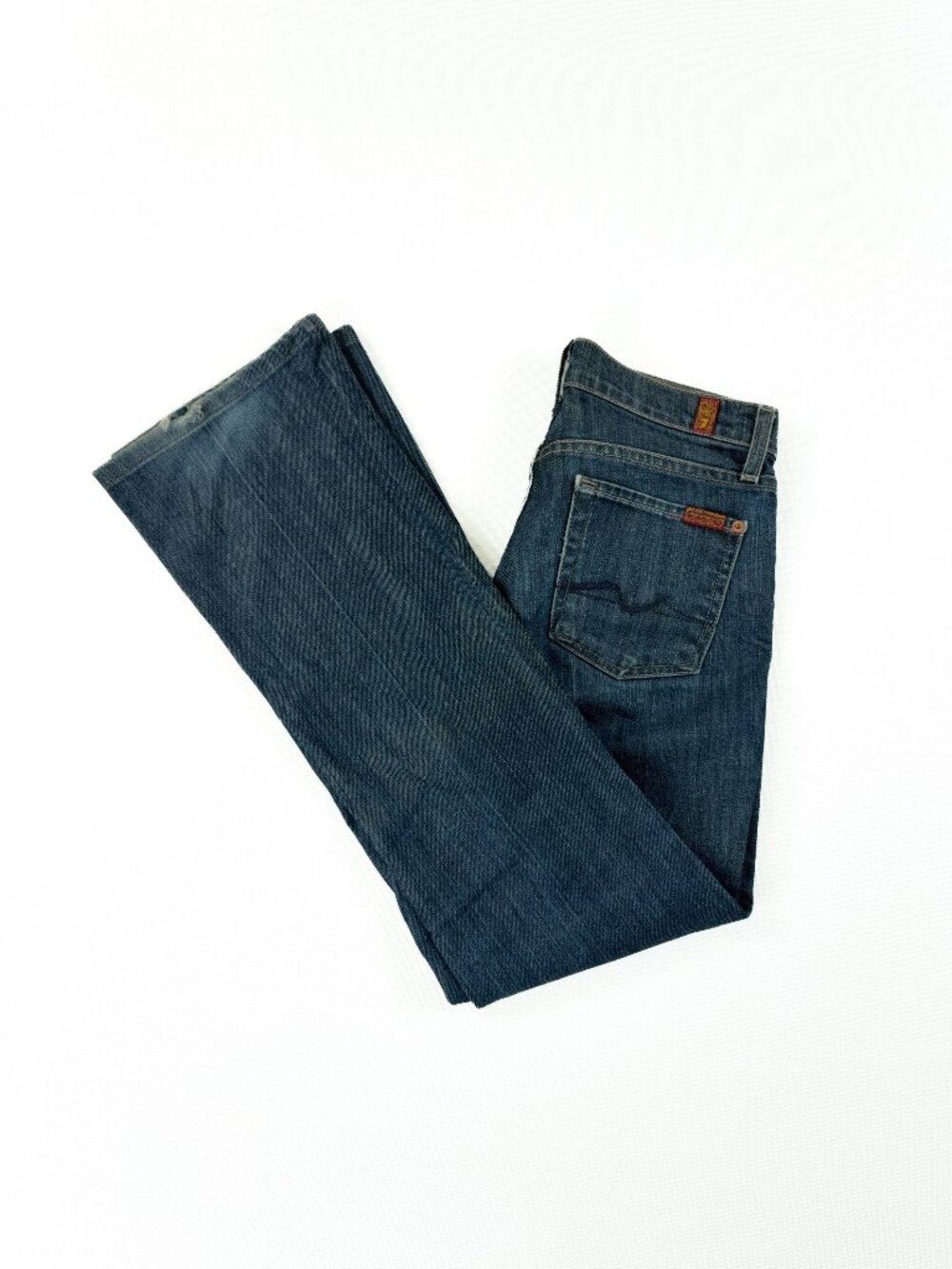 Low Rise Bootcut Jeans Size 26 Blue Stretch Denim 7 FOR ALL MANKIND Made in USA